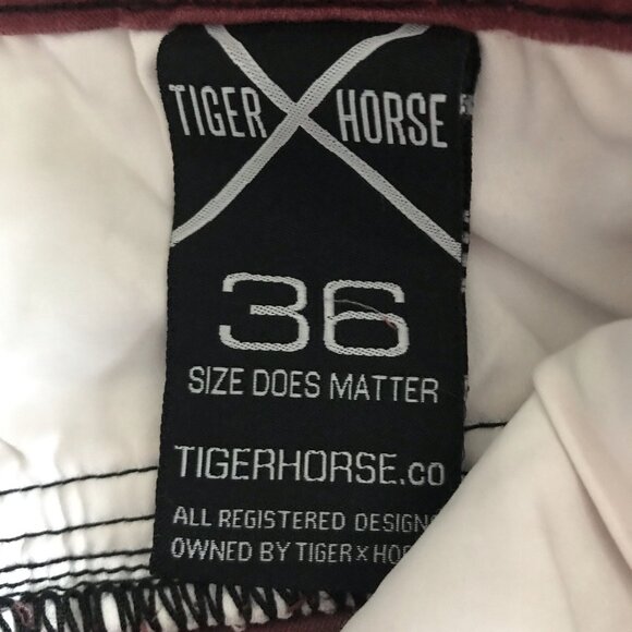 TIGER‎ X HORSE MENS 36 FLAP POCKET BURGUNDY CHINO STRETCH SLIM SHORT - Picture 5 of 5